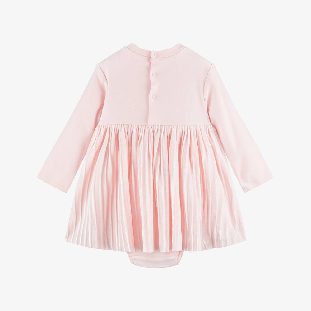 Mayoral Newborn-Baby Girls Pink Jersey & Velvet Pleated Dress | Childrensalon Outlet