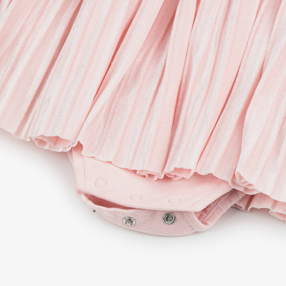Mayoral Newborn-Baby Girls Pink Jersey & Velvet Pleated Dress | Childrensalon Outlet
