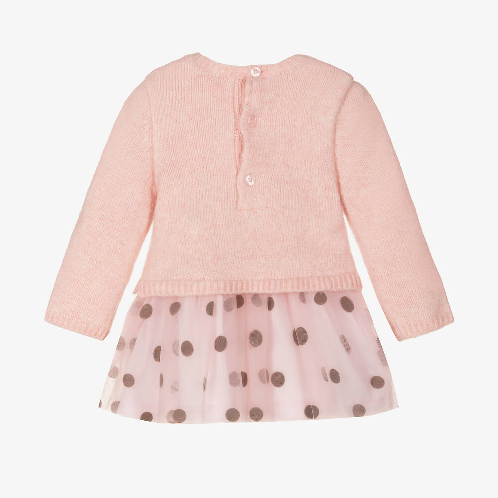 Mayoral-Baby Girls Pink Knit & Tulle Dress | Childrensalon Outlet