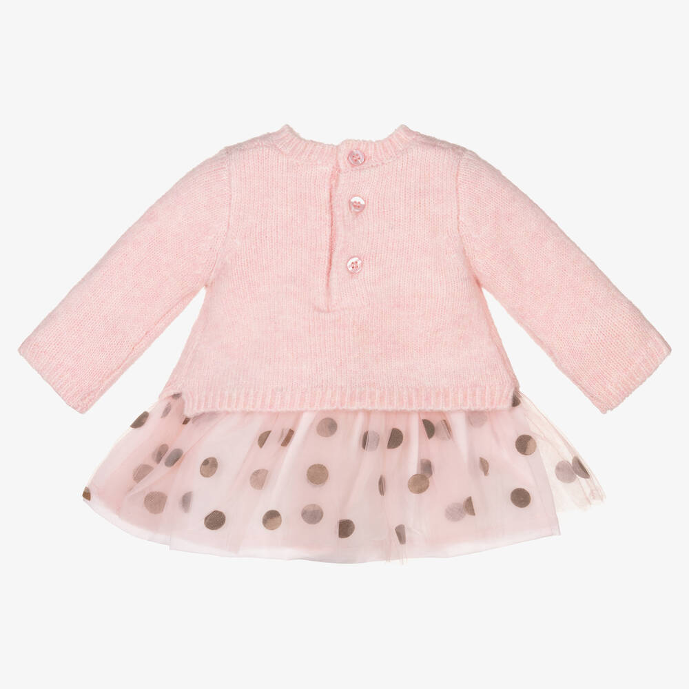 Mayoral-Baby Girls Pink Knit & Tulle Dress | Childrensalon Outlet