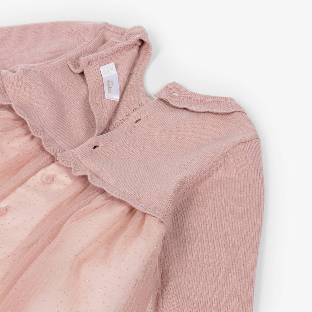 Mayoral-Baby Girls Pink Knit & Tulle Dress | Childrensalon Outlet