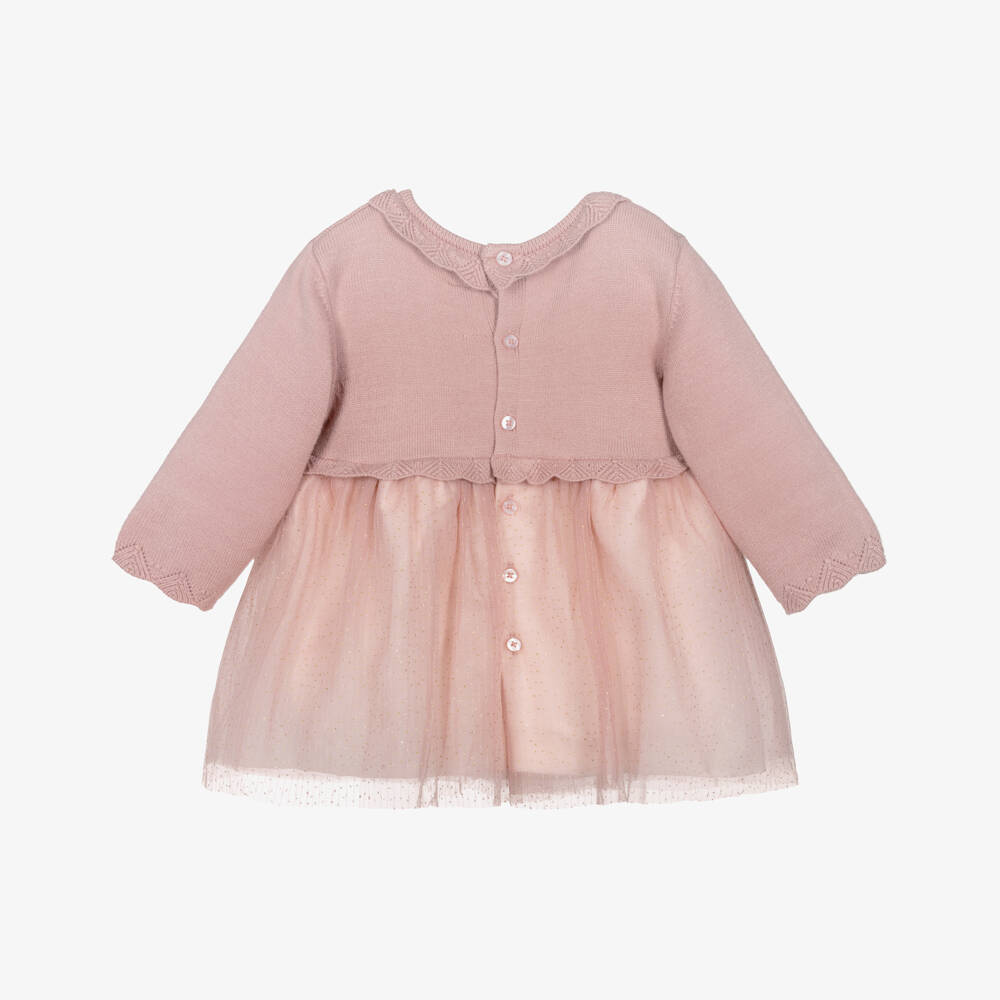 Mayoral-Baby Girls Pink Knit & Tulle Dress | Childrensalon Outlet