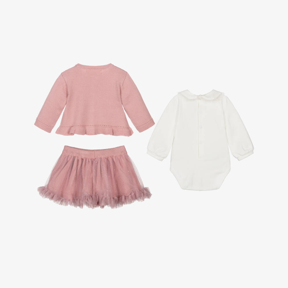 Mayoral Newborn-Baby Girls Pink Knit & Tulle Skirt Set | Childrensalon Outlet