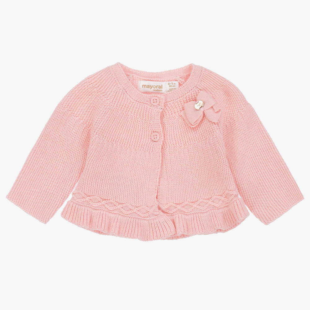 Mayoral - Baby Girls Pink Knitted Cardigan | Childrensalon