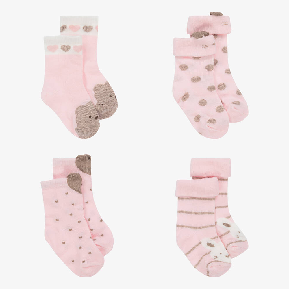 Mayoral - Baby Girls Pink Knitted Socks (4 Pack) | Childrensalon
