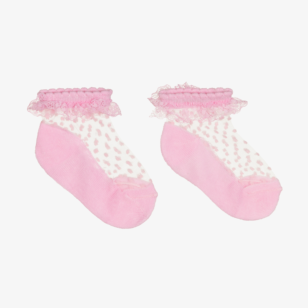 Mayoral - Розовые носки с кружевом для малышек | Childrensalon