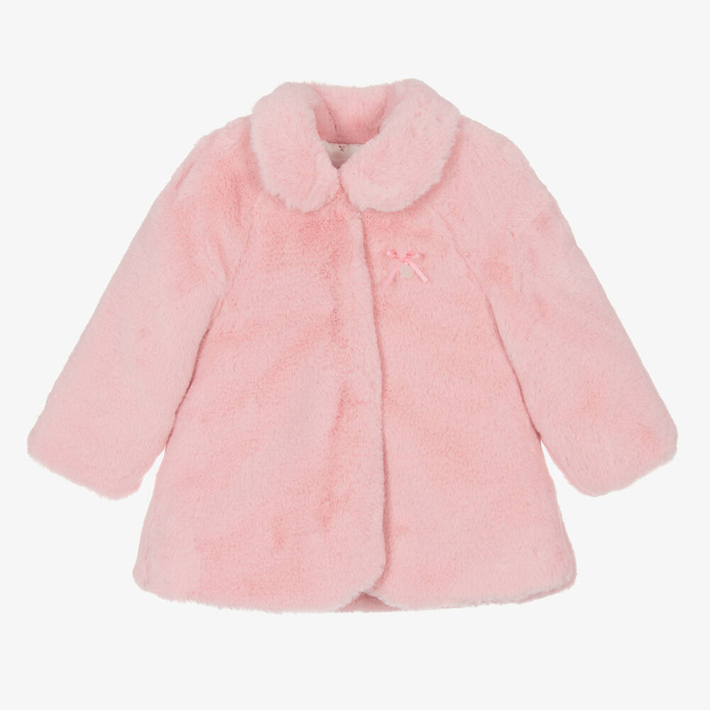 Mayoral Newborn - Baby Girls Pink Plush Coat | Childrensalon
