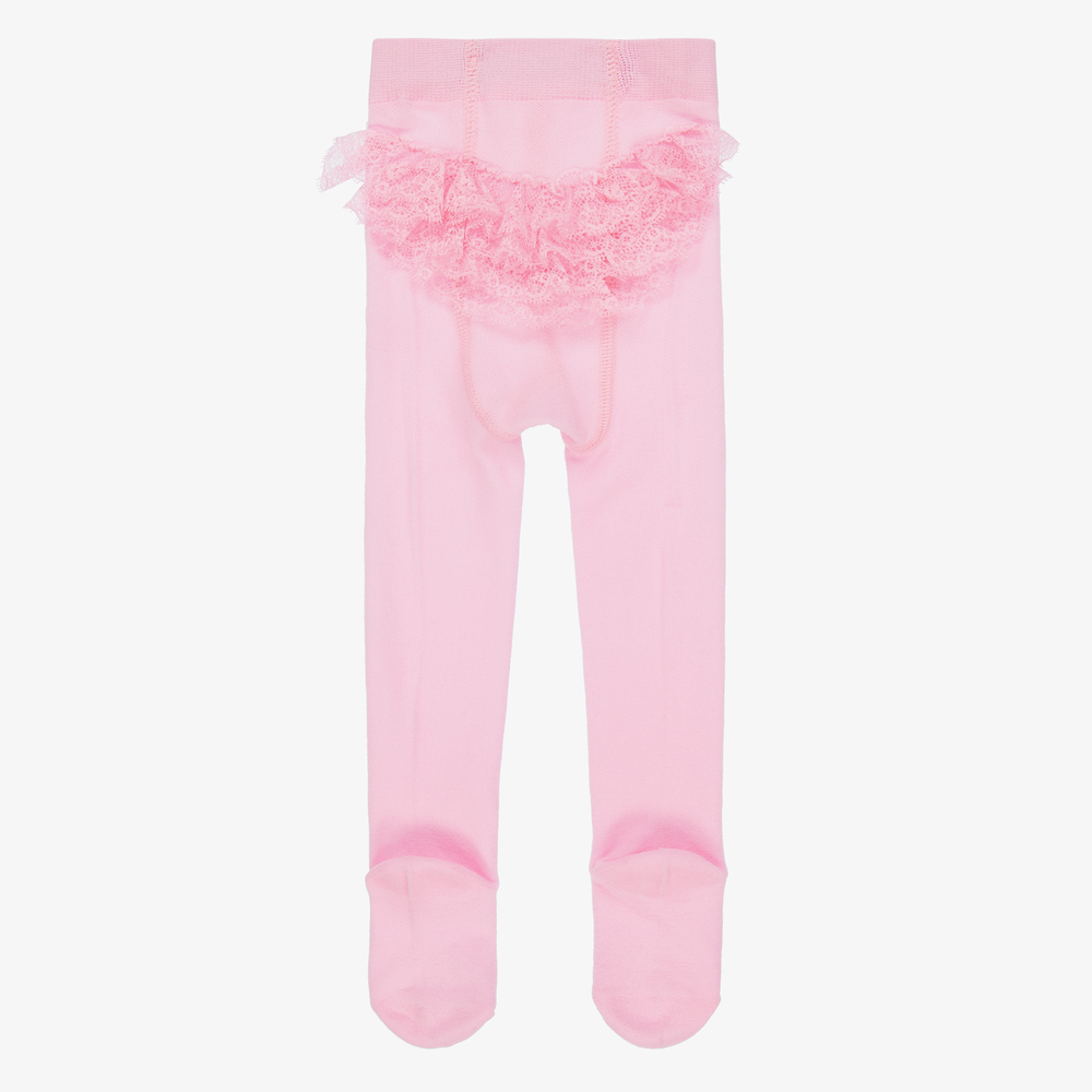 Mayoral-Baby Girls Pink Ruffle Tights | Childrensalon Outlet