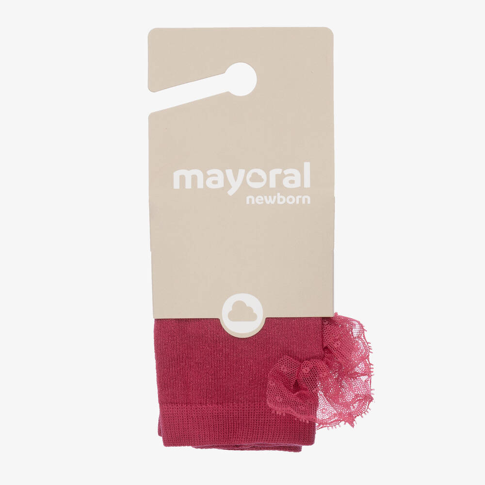 Mayoral Newborn-Baby Girls Pink Ruffle Tights  | Childrensalon Outlet