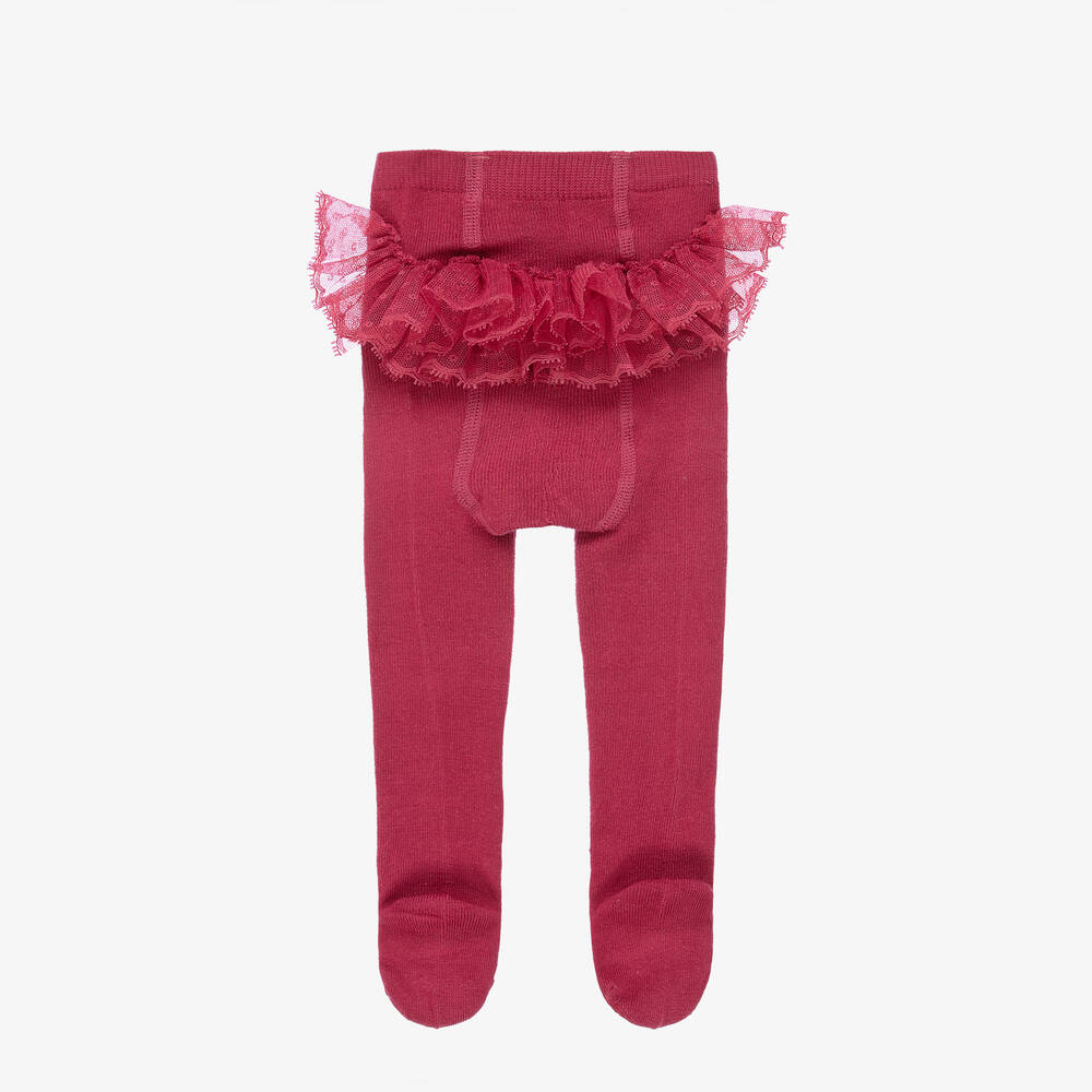 Mayoral Newborn-Baby Girls Pink Ruffle Tights  | Childrensalon Outlet