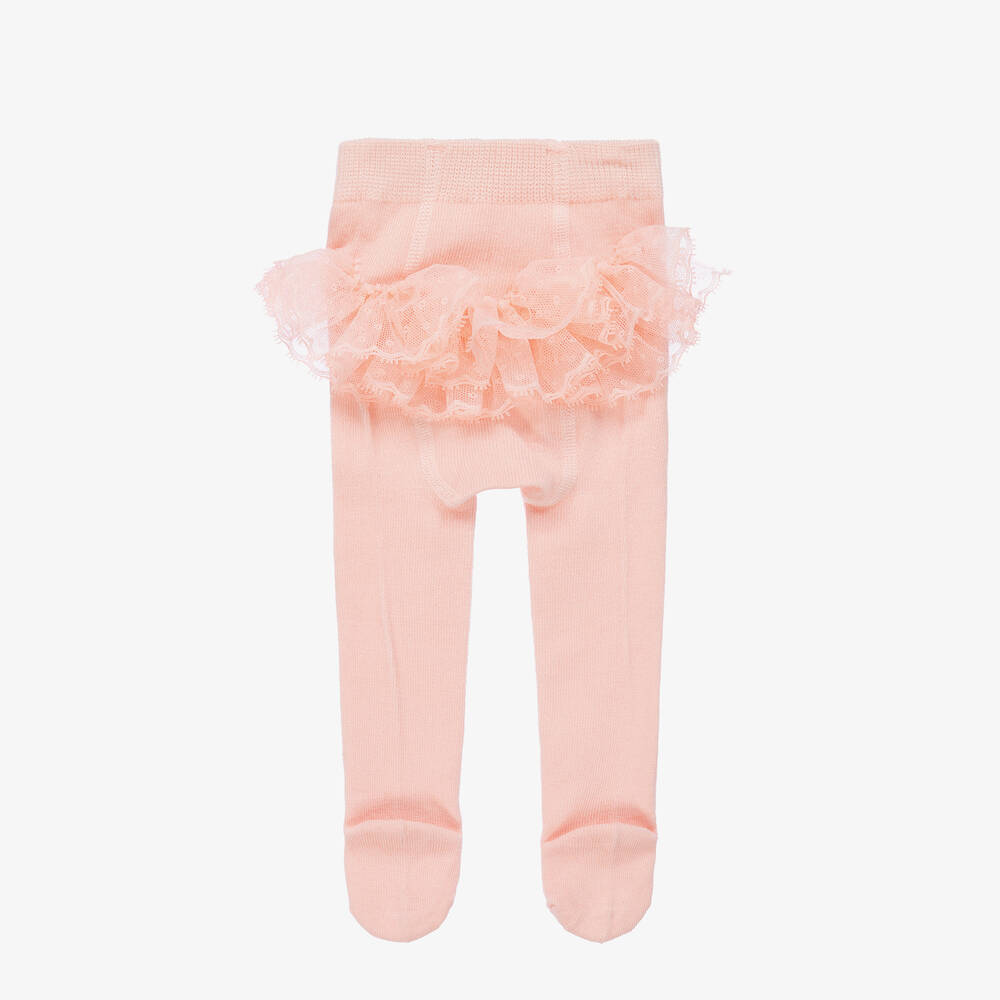 Mayoral Newborn-Baby Girls Pink Ruffle Tights  | Childrensalon Outlet