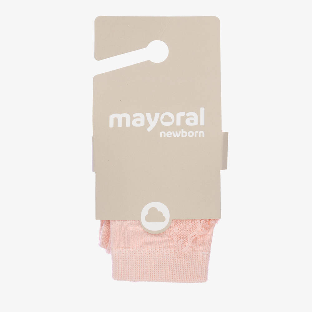 Mayoral Newborn-Baby Girls Pink Ruffle Tights  | Childrensalon Outlet