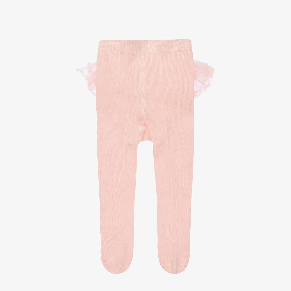 Mayoral Newborn - Baby Girls Pink Ruffle Tights  | Childrensalon