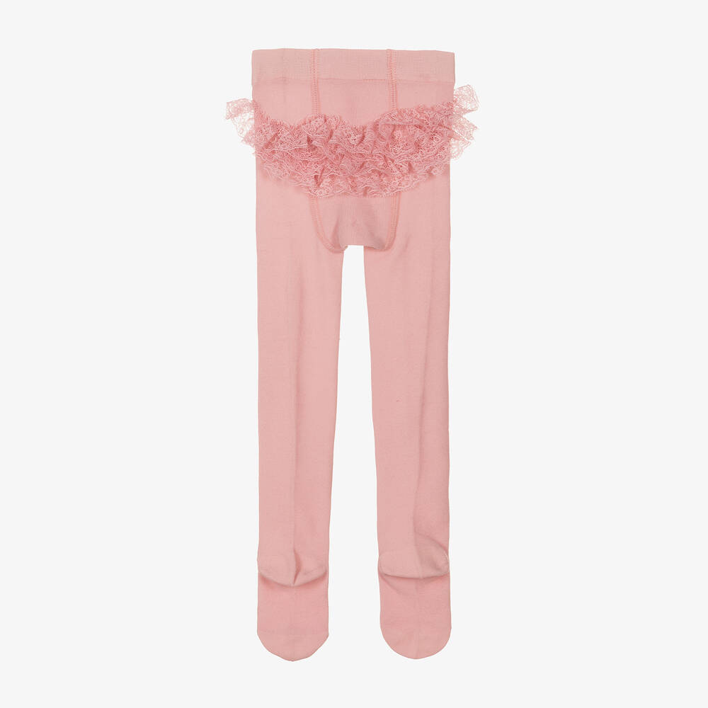 Mayoral-Baby Girls Pink Ruffle Tights | Childrensalon Outlet