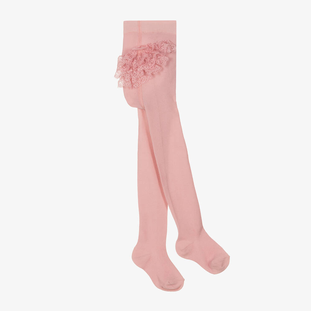 Mayoral-Baby Girls Pink Ruffle Tights | Childrensalon Outlet