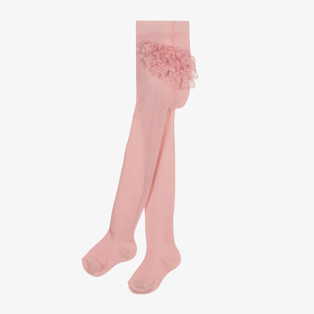 Mayoral-Baby Girls Pink Ruffle Tights | Childrensalon Outlet