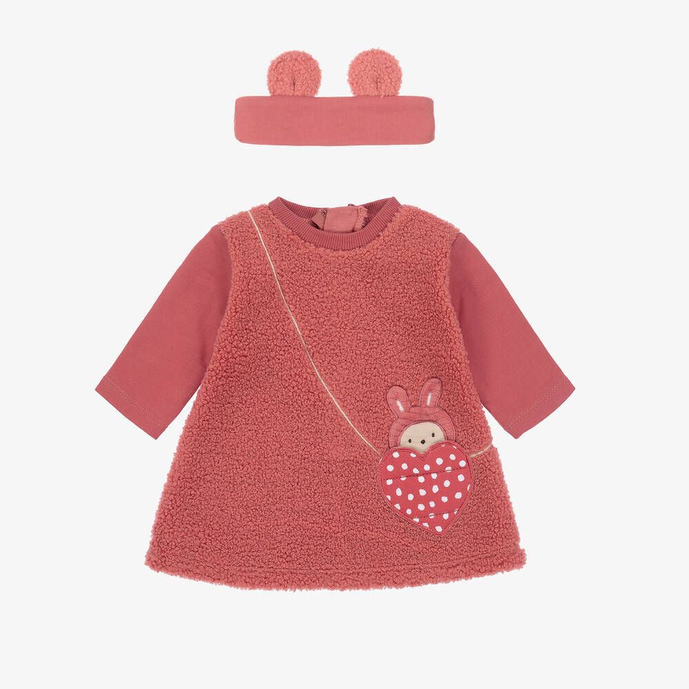 Mayoral - Baby Girls Pink Sherpa Dress Set | Childrensalon