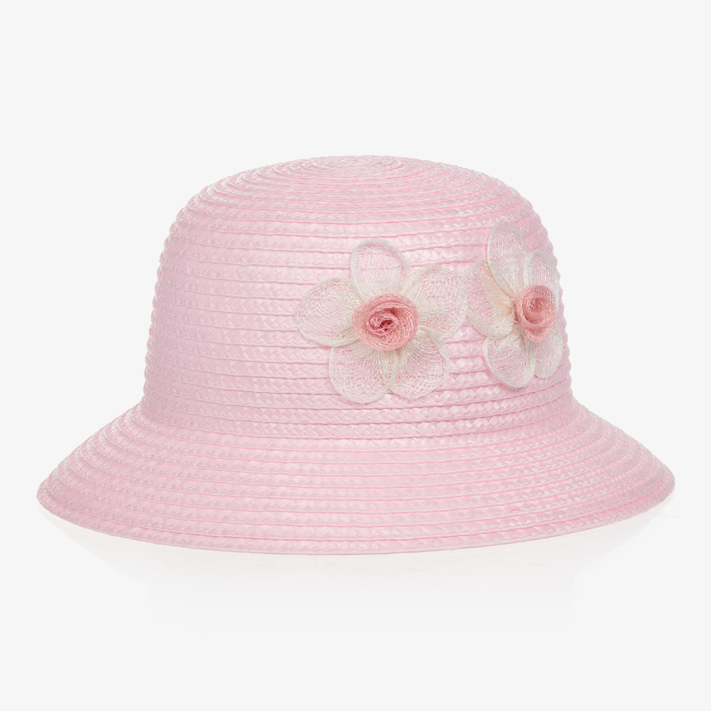 Mayoral - قبعة قش لون زهري للمولودات | Childrensalon
