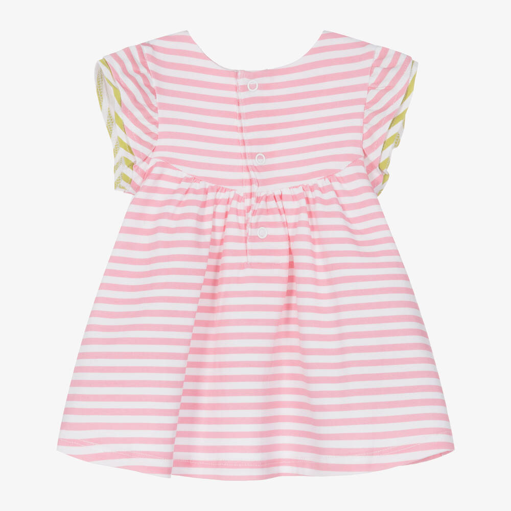 Mayoral-Baby Girls Pink Stripe Cotton Dress | Childrensalon Outlet