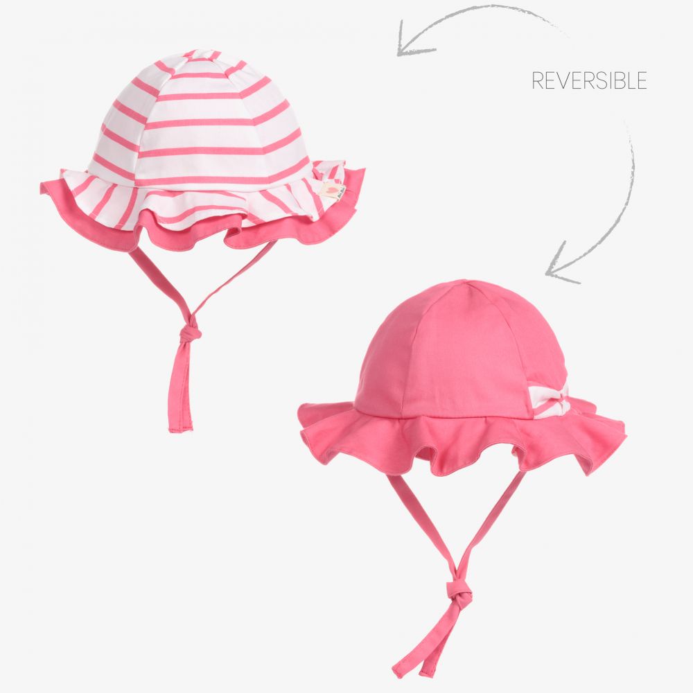 Mayoral Newborn - Baby Girls Pink Stripe Sun Hat | Childrensalon