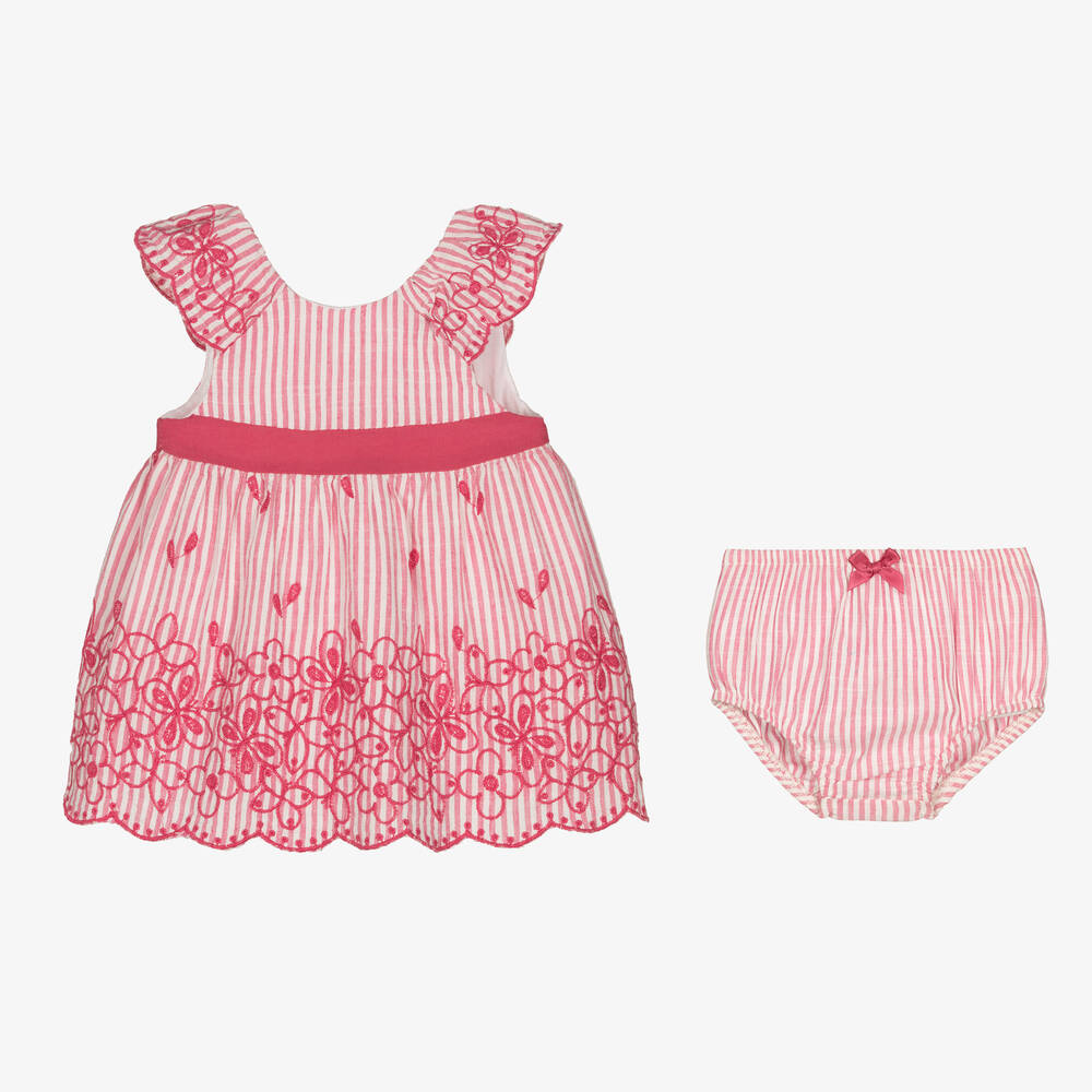 Mayoral-Baby Girls Pink Striped Dress | Childrensalon Outlet