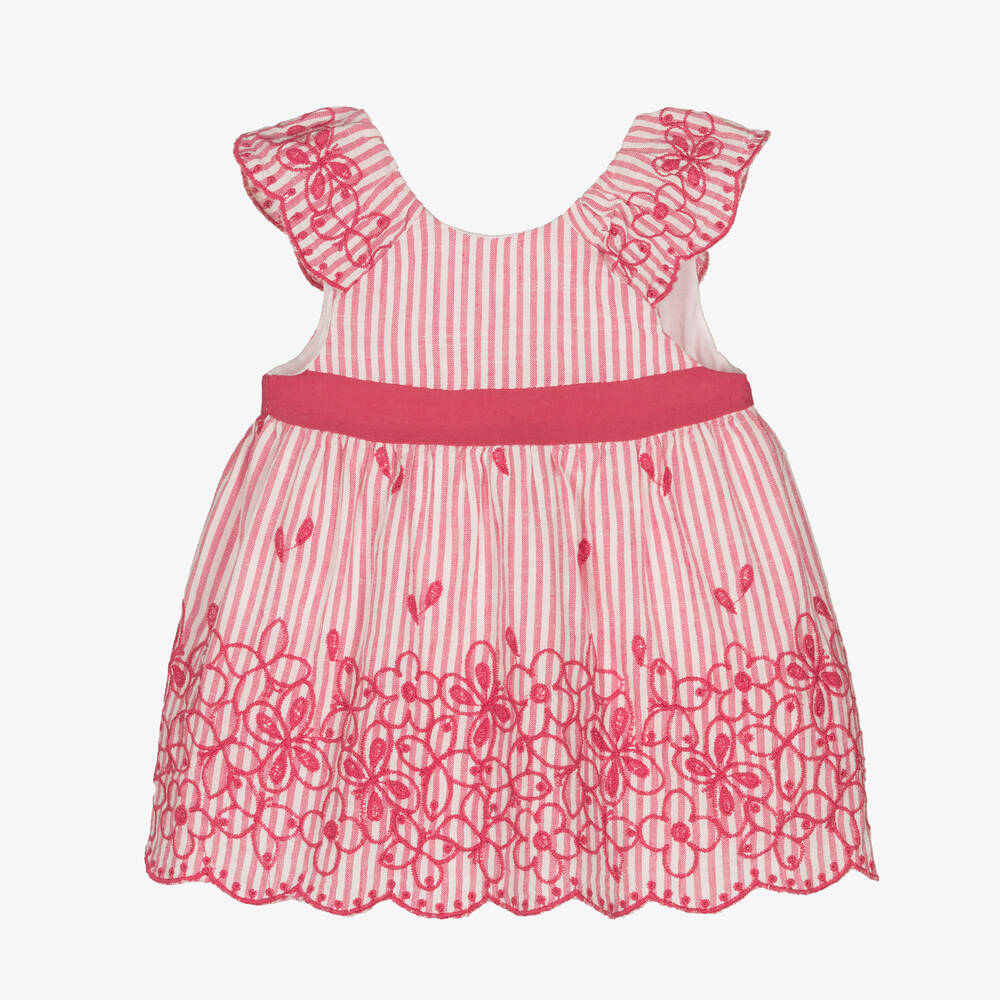 Mayoral - Baby Girls Pink Striped Dress | Childrensalon
