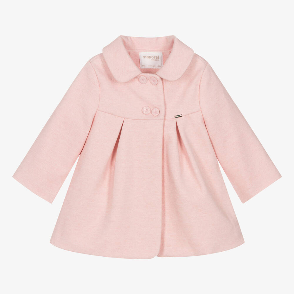 Mayoral - Розовое пальто-трапеция для малышек | Childrensalon