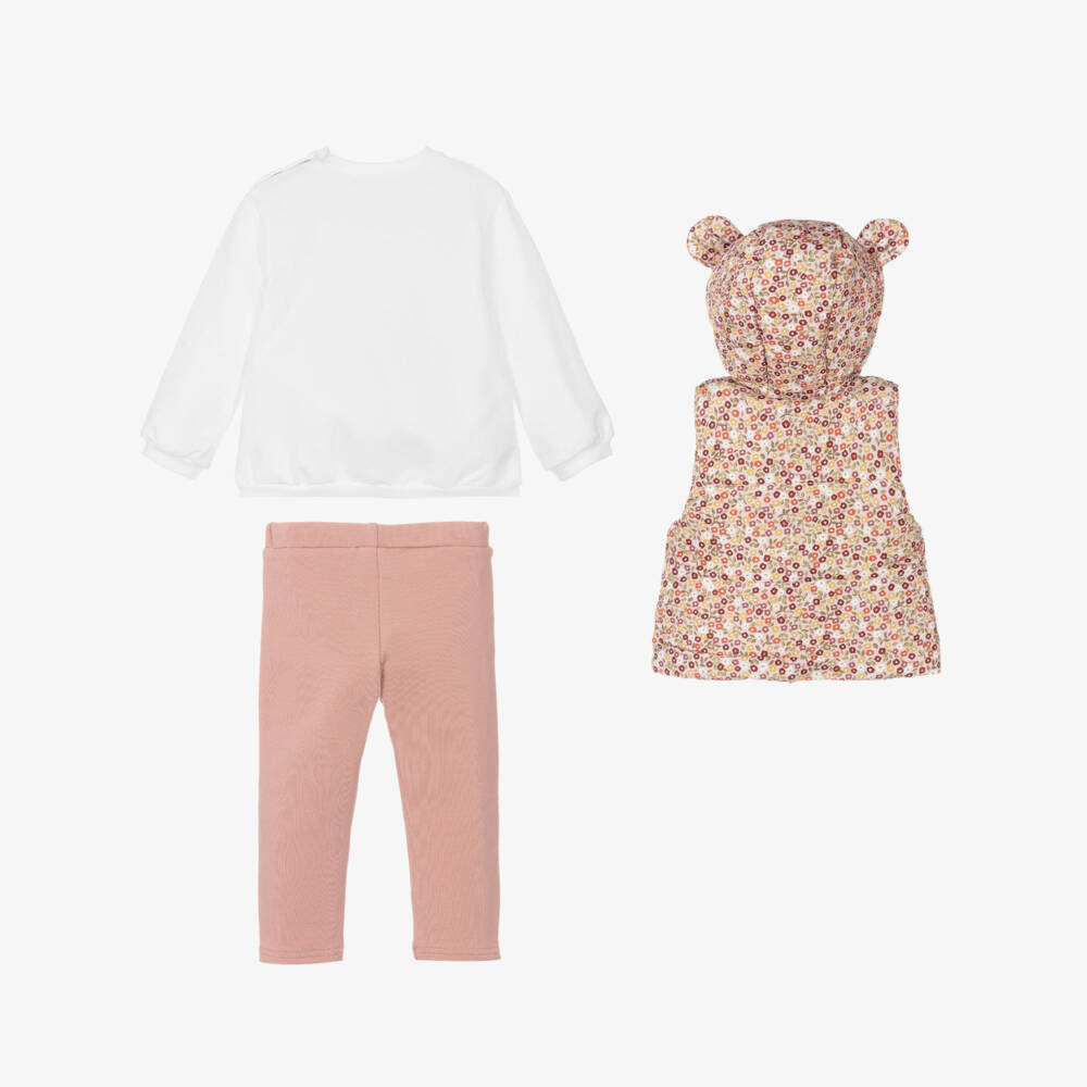 Mayoral Newborn-Baby Girls Pink Trouser Set with Puffer Gilet | Childrensalon Outlet