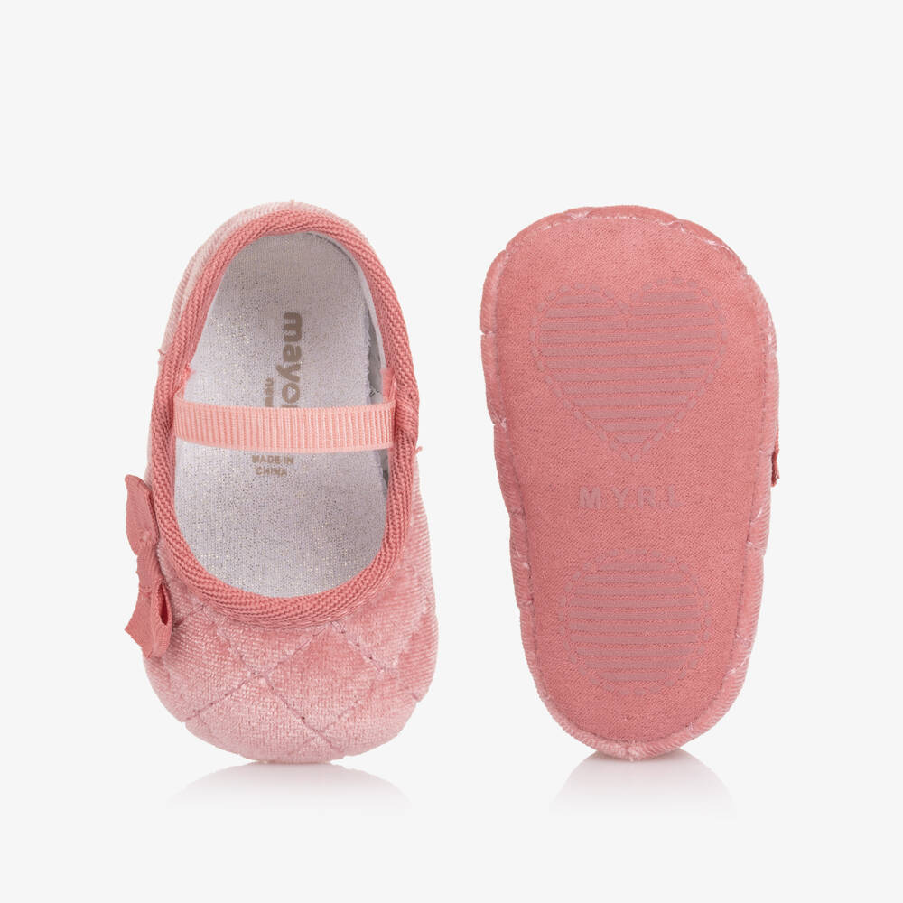 Mayoral Для новорожденных-Детские бархатные розовые туфли для девочек | Childrensalon Outlet