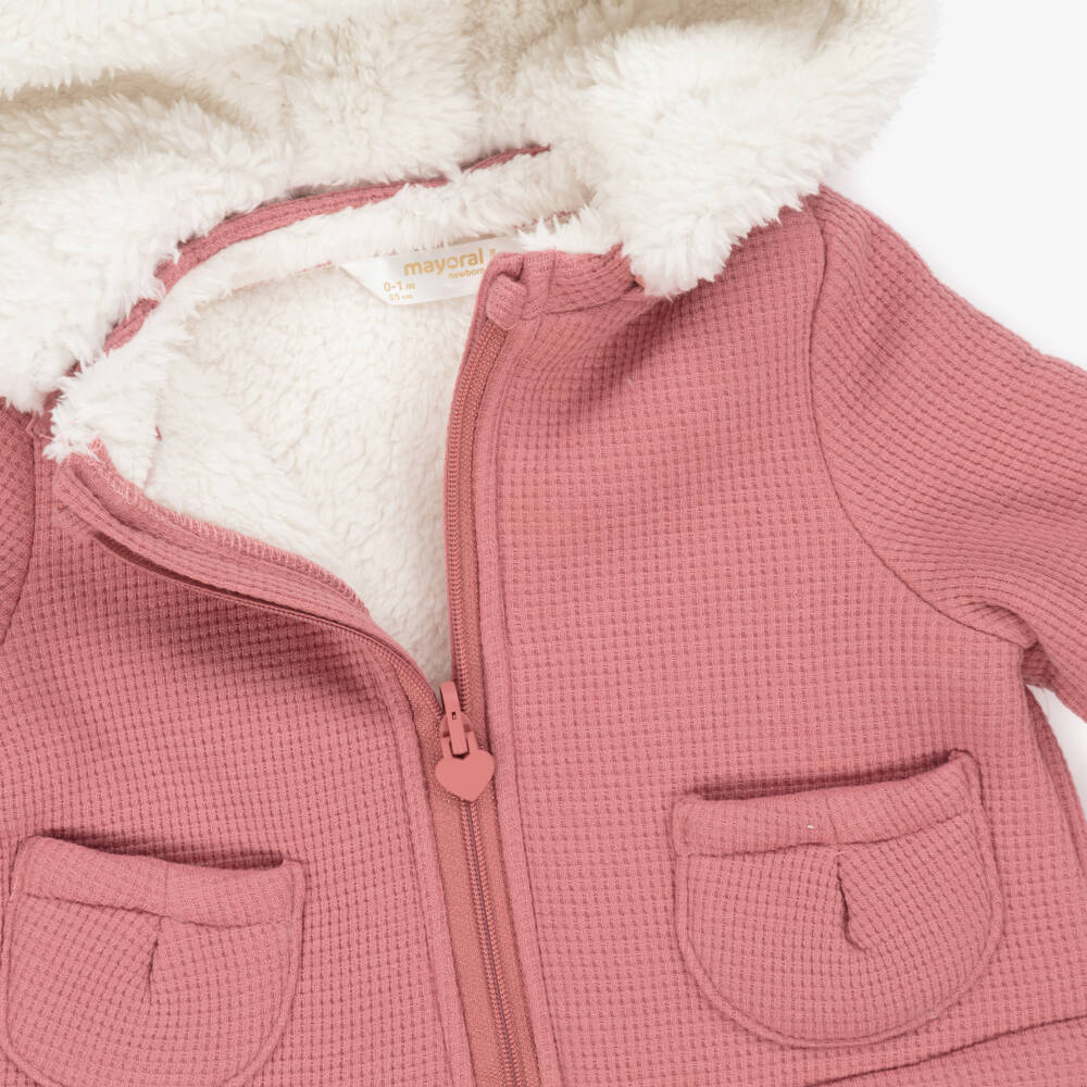 Mayoral Newborn-Baby Girls Pink Waffle Jersey Pram Coat | Childrensalon Outlet