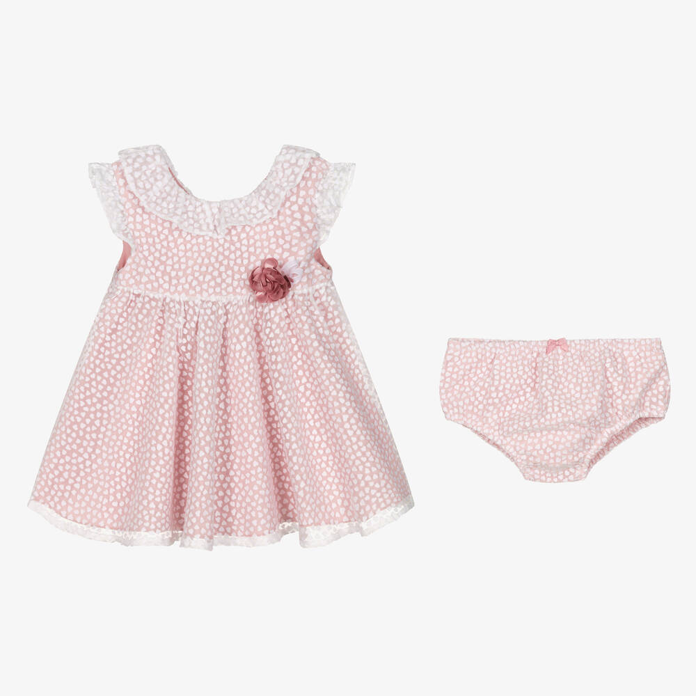Mayoral-Baby Girls Pink & White Spot Organza Dress | Childrensalon Outlet