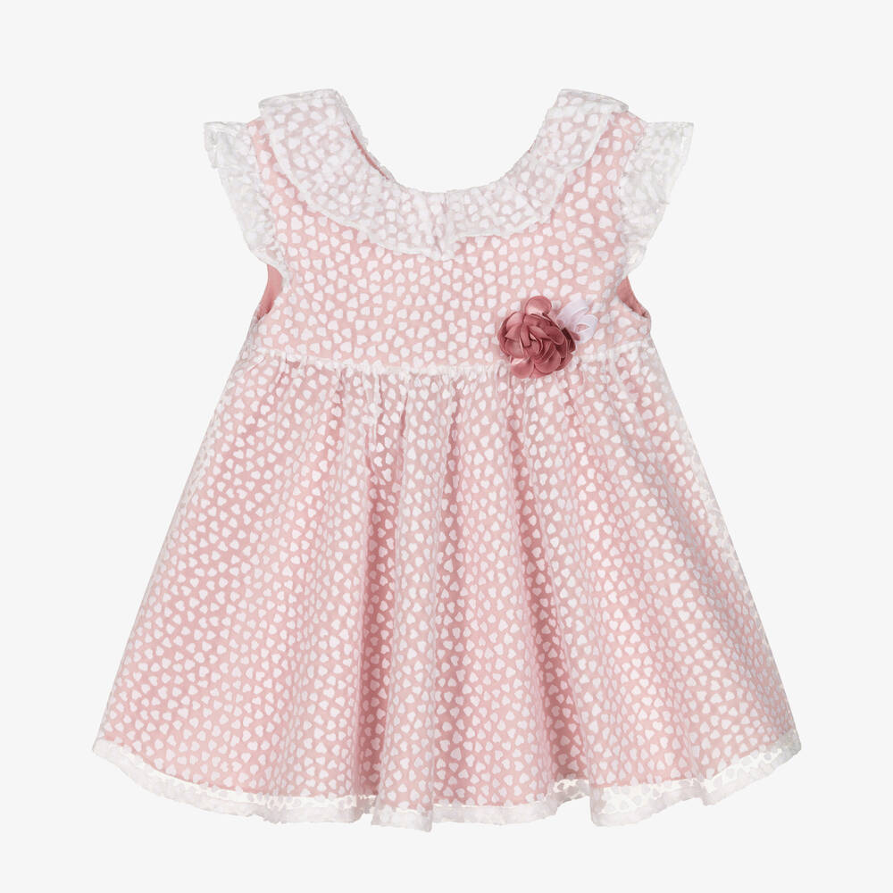 Mayoral - Robe rose en organza à pois blancs | Childrensalon