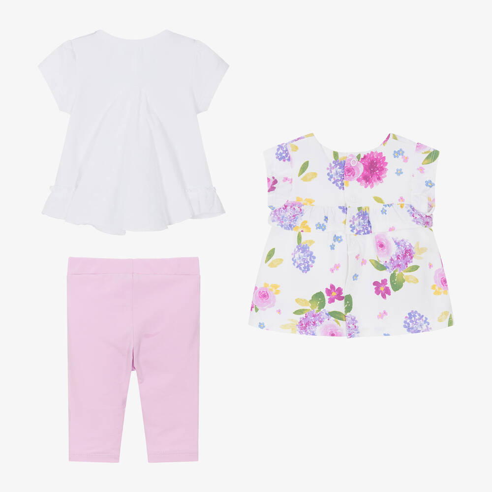 مايورال-طقم ليغنغز قطن جيرسي لون بنفسجي بطبعة ورود | Childrensalon Outlet