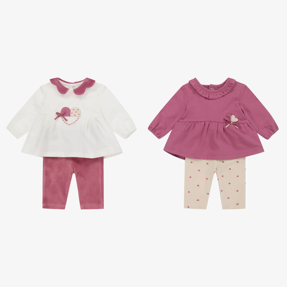 Mayoral - Baby Girls Purple & Ivory Leggings Set (2 Pack) | Childrensalon