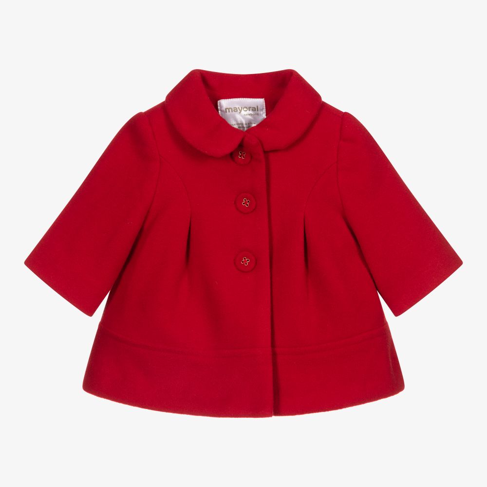 Mayoral Newborn - Baby Girls Red Coat | Childrensalon