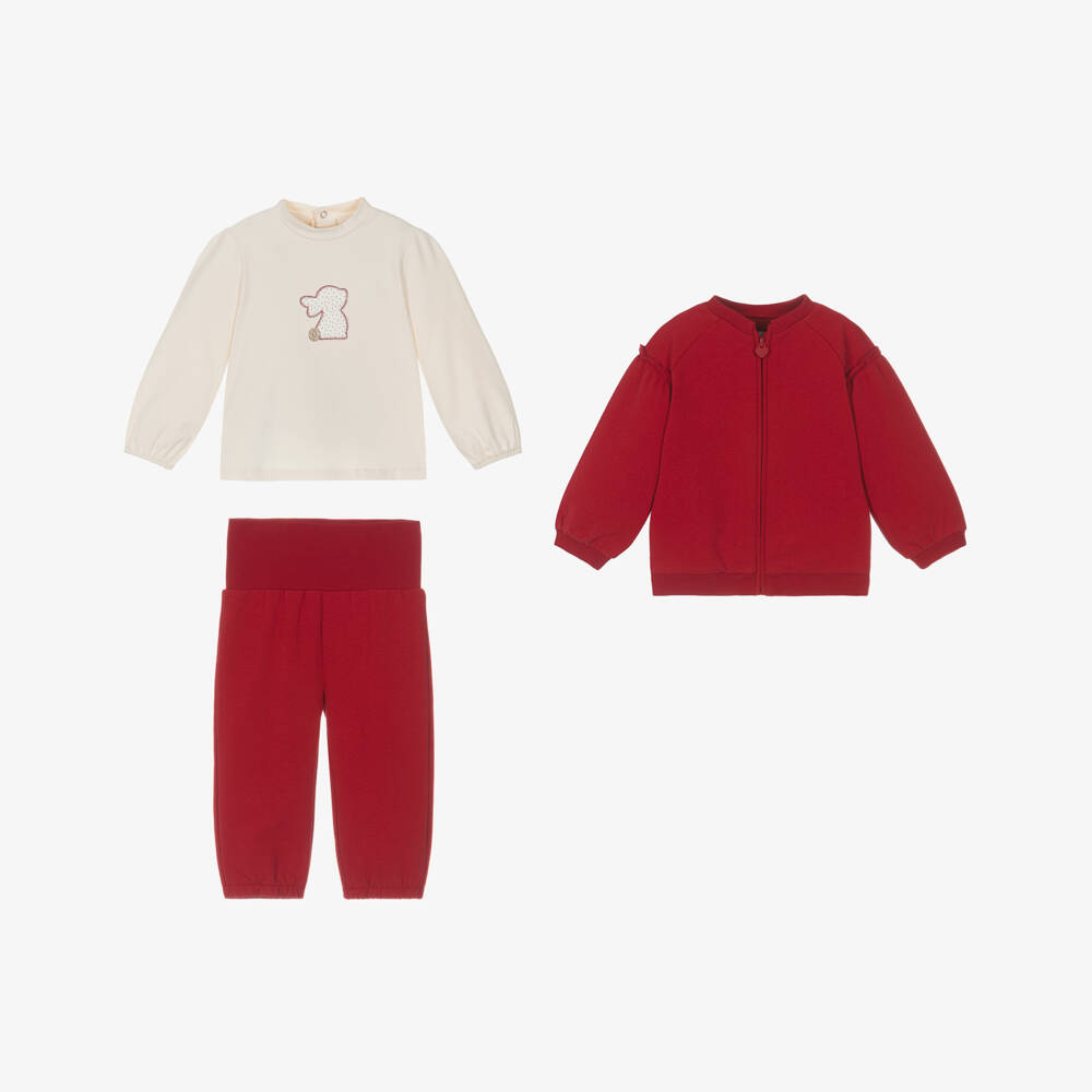 Mayoral Для новорожденных-Baby Girls Red Cotton Bunny Tracksuit Set | Childrensalon Outlet
