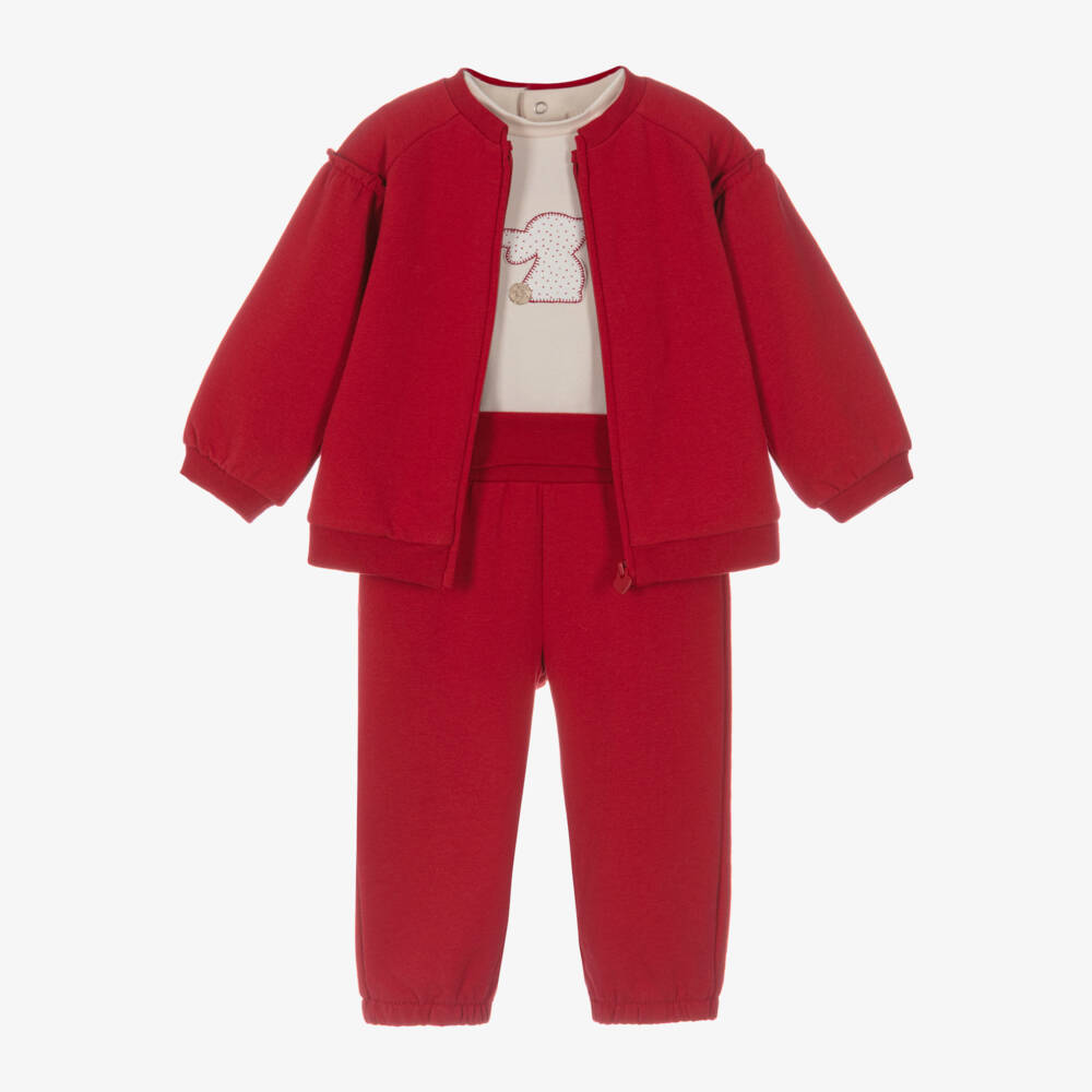 Mayoral Для новорожденных-Baby Girls Red Cotton Bunny Tracksuit Set | Childrensalon Outlet