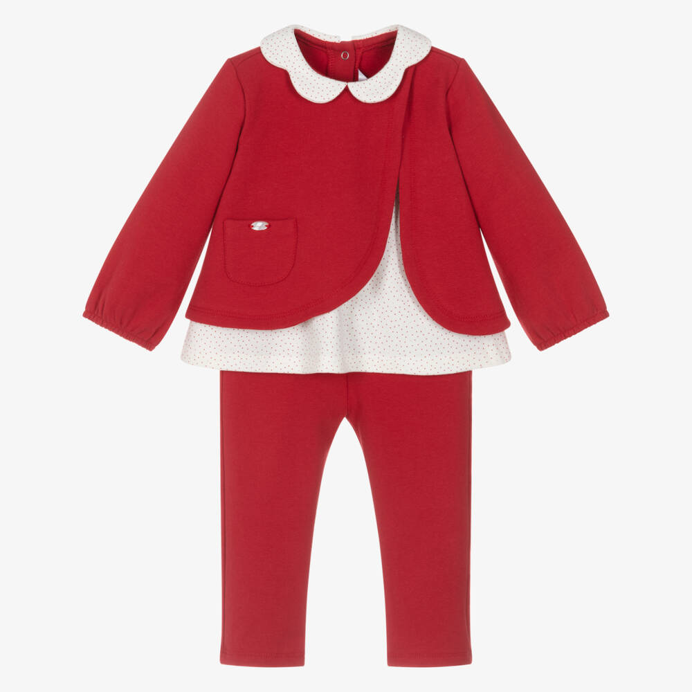 Mayoral Newborn-Baby Girls Red Cotton Jersey Leggings Set | Childrensalon Outlet