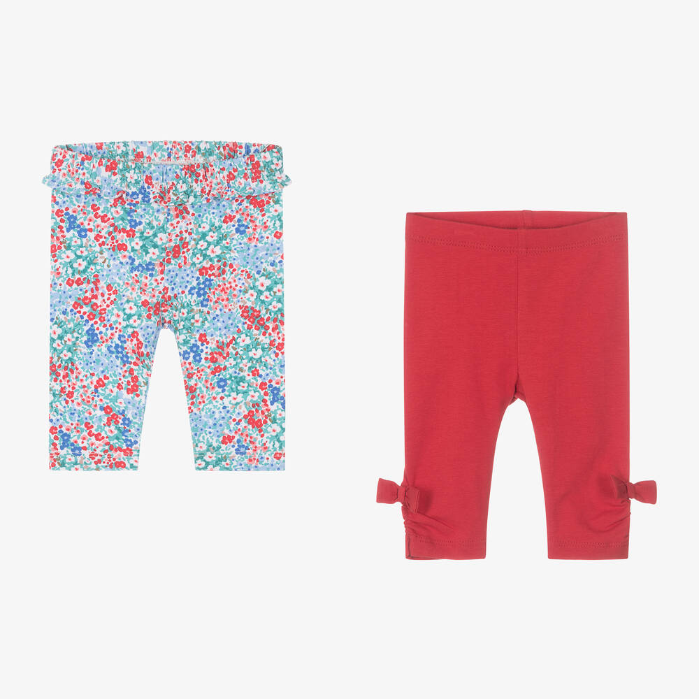 Mayoral-Baby Girls Red Cotton Leggings (2 Pack) | Childrensalon Outlet