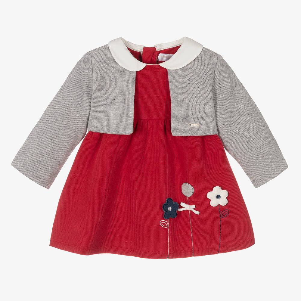 Mayoral Newborn - Baby Girls Red Flower Dress | Childrensalon