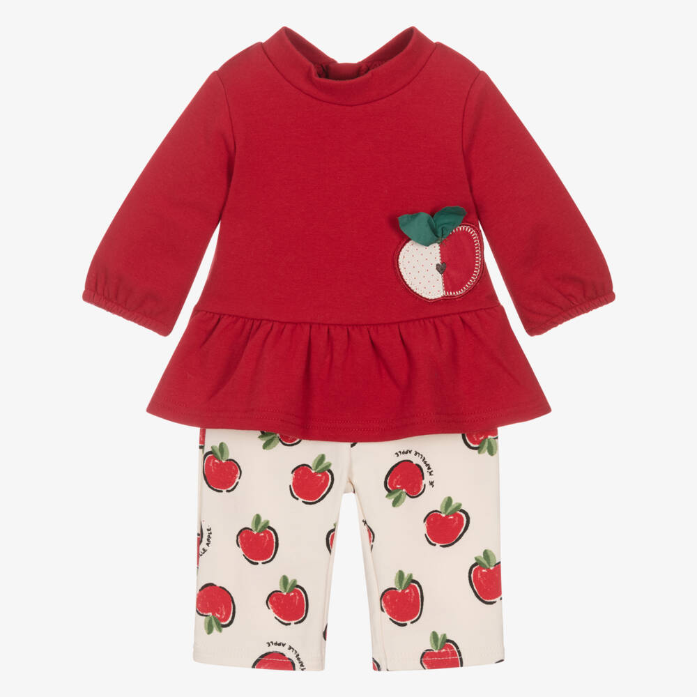Mayoral Newborn-Baby Girls Red & Ivory Apple Leggings Set | Childrensalon Outlet