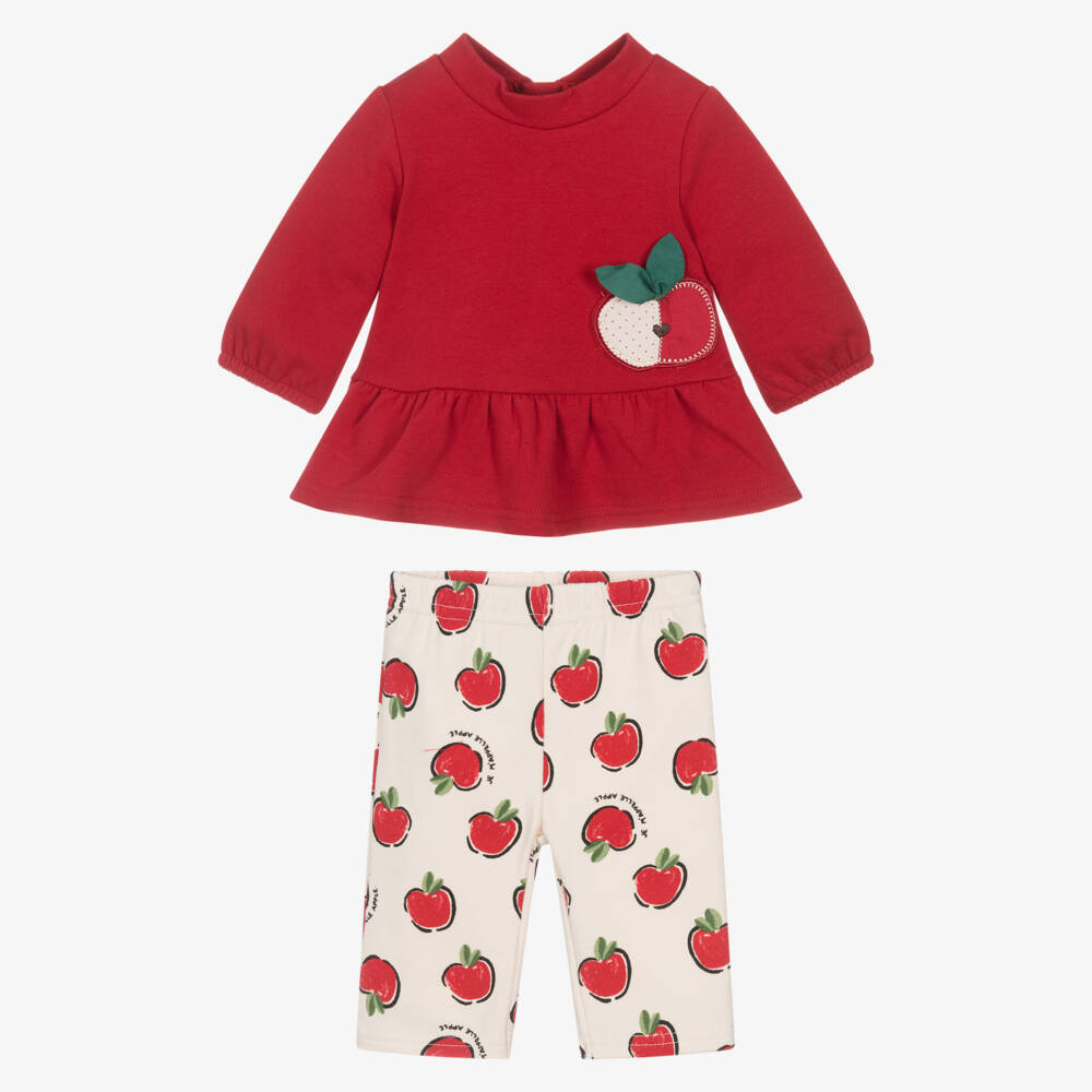 Mayoral Newborn-Baby Girls Red & Ivory Apple Leggings Set | Childrensalon Outlet