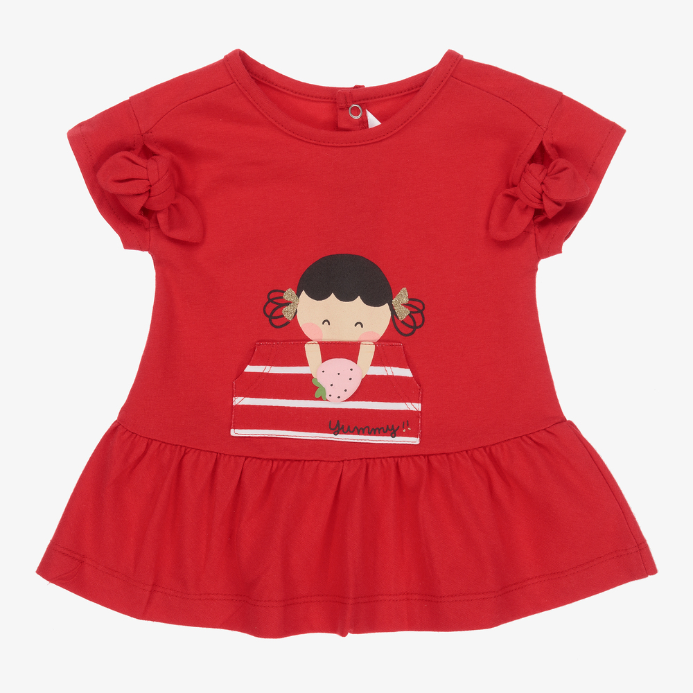 Mayoral Newborn - فستان قطن جيرسي لون أحمر | Childrensalon