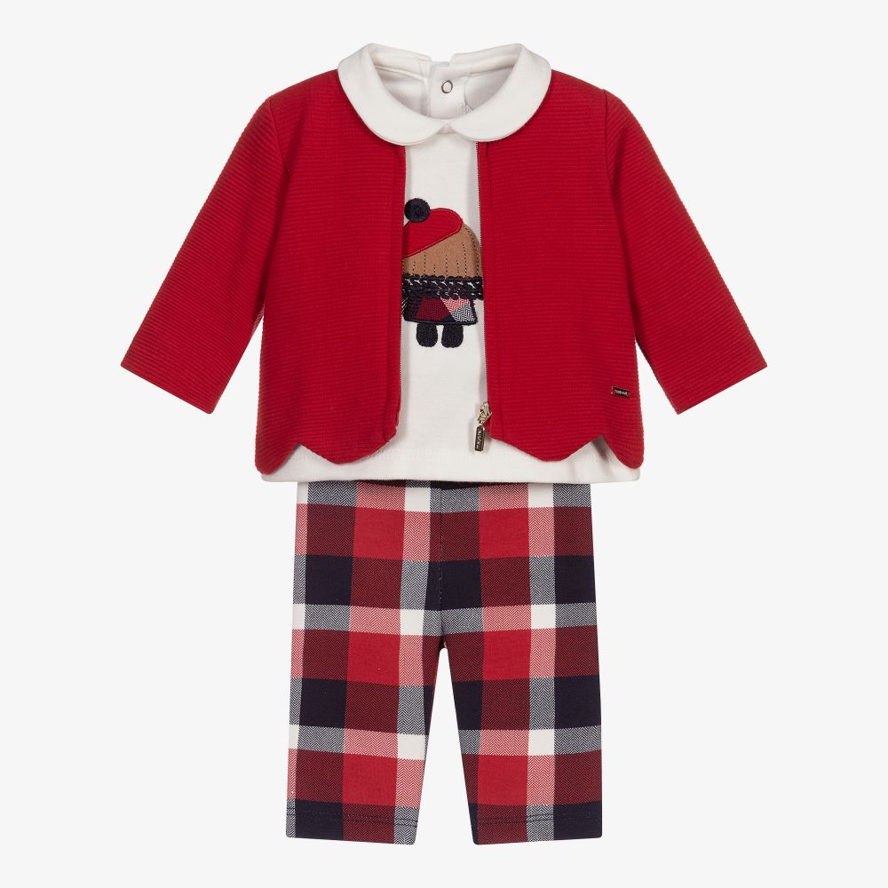 Mayoral Newborn - Baby Girls Red Leggings Set | Childrensalon