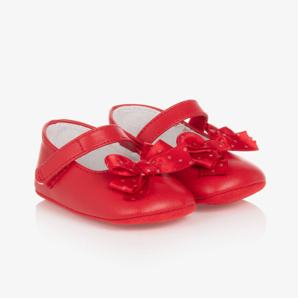 Mayoral-طقم طوق للرأس وحذاء قطن وجلد صناعي لون أحمر | Childrensalon Outlet
