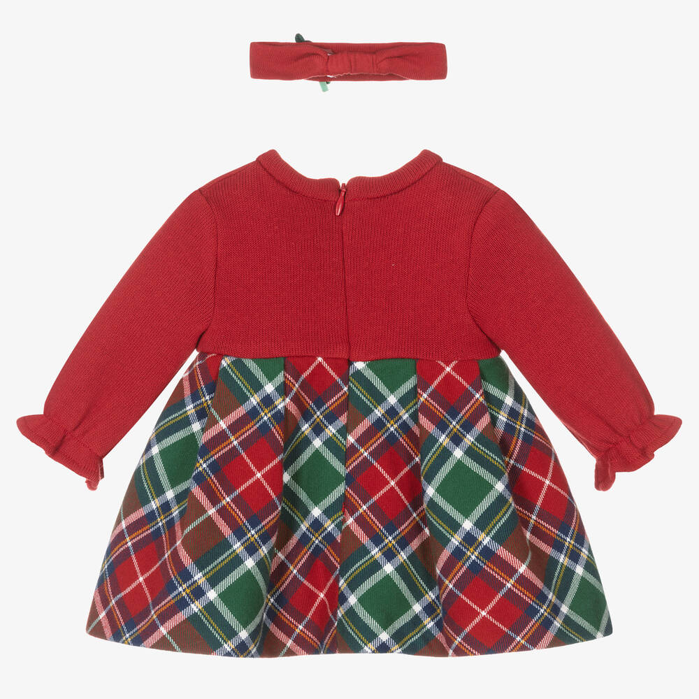 Mayoral-Красное платье в клетку и повязка на голову | Childrensalon Outlet