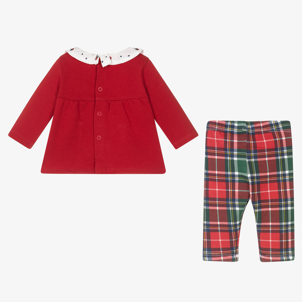 MAYORAL Baby Girls Red Tartan Leggings Set