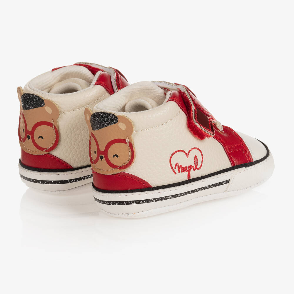 مايورال Newborn-حذاء جلد صناعي مرحلة قبل المشي لون أحمر وأبيض للمولودات | Childrensalon Outlet