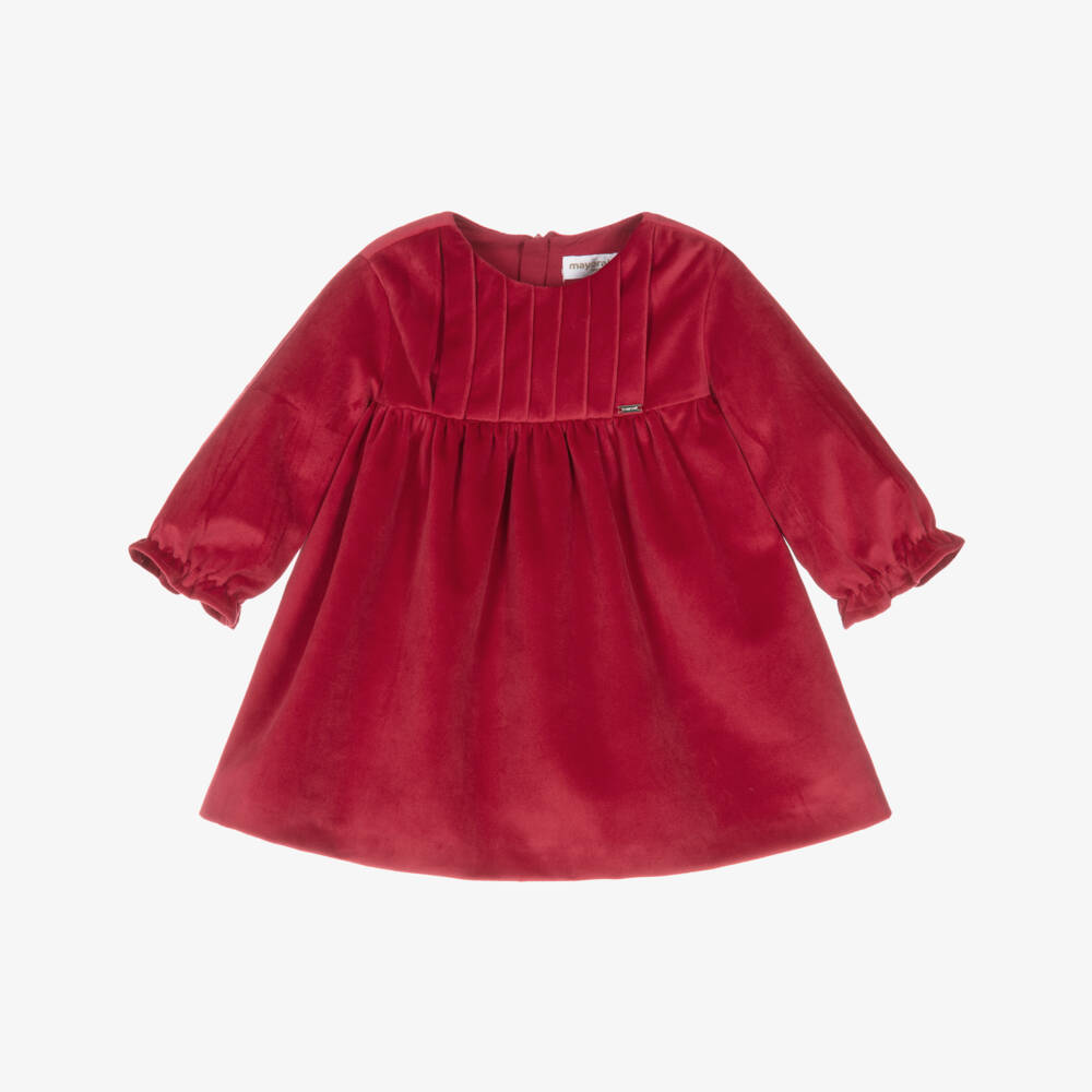 Mayoral Newborn-Baby Girls Red Velvet Dress | Childrensalon Outlet