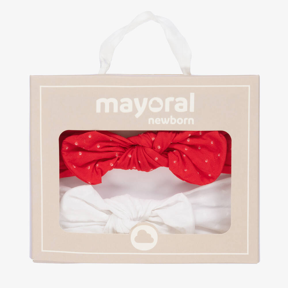 Mayoral-طوق للرأس لون أحمر وأبيض للمولودات (عدد 2) | Childrensalon Outlet